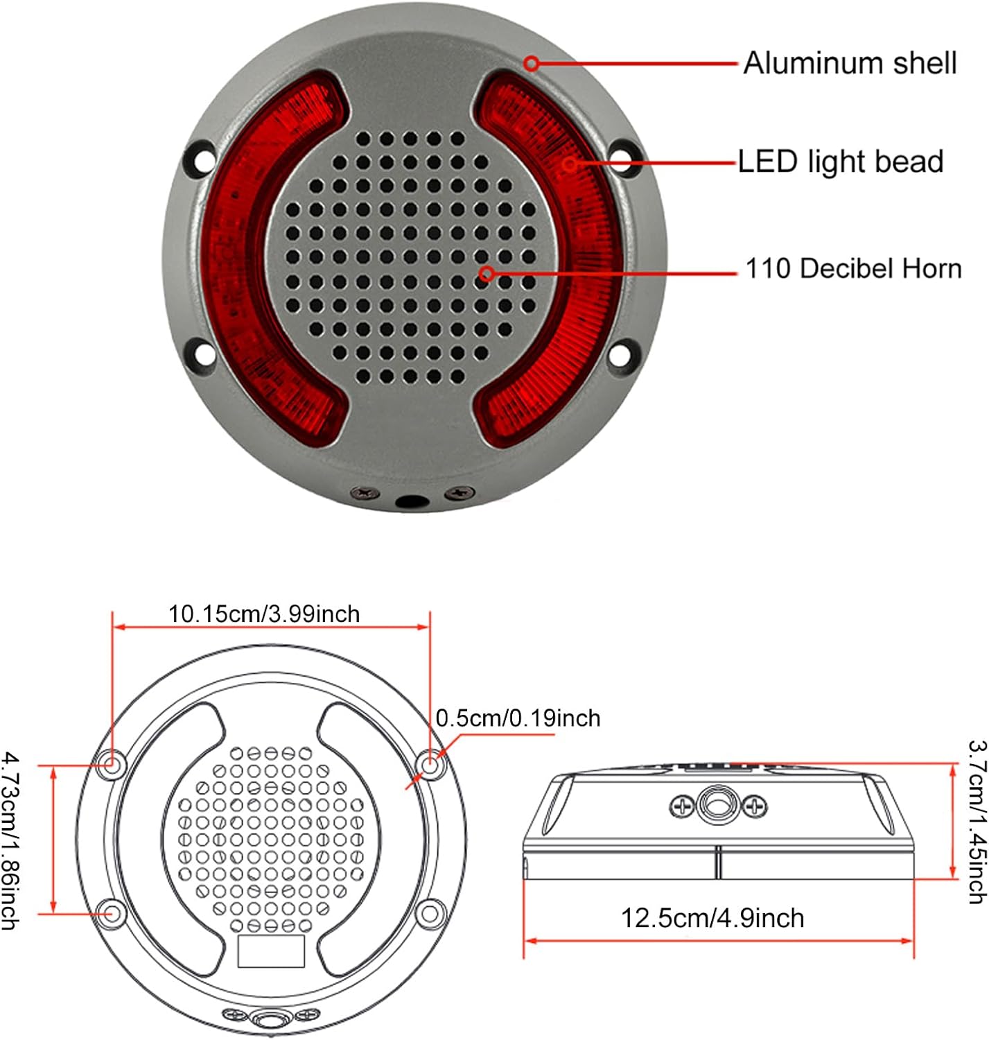 Luz estroboscópica LED impermeable de 110 decibelios 3 modos intermitentes de advertencia luces de advertencia de montaje permanet luces
