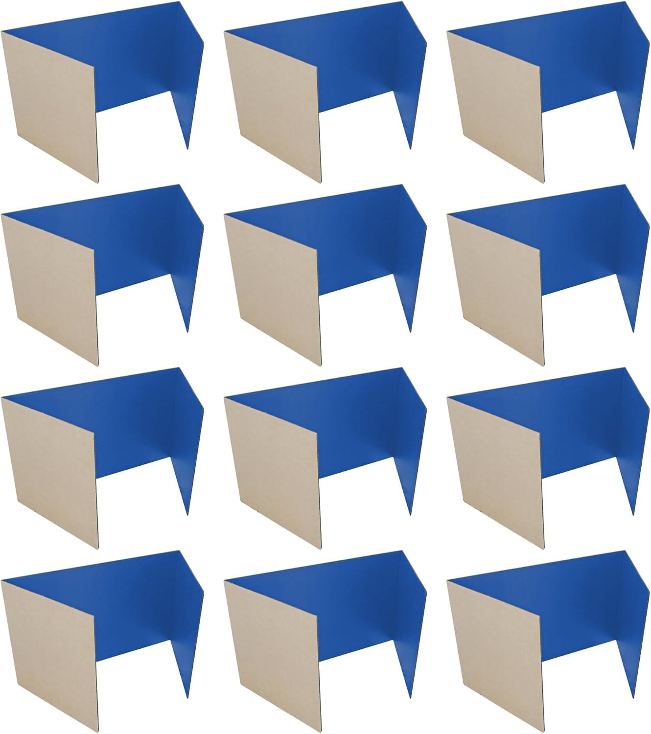 Flipside Products Paquete de 12 carrel de estudio azul, tableros de privacidad de 12 x 48 pulgadas, privacidad del estudiante y cabina de enfoque