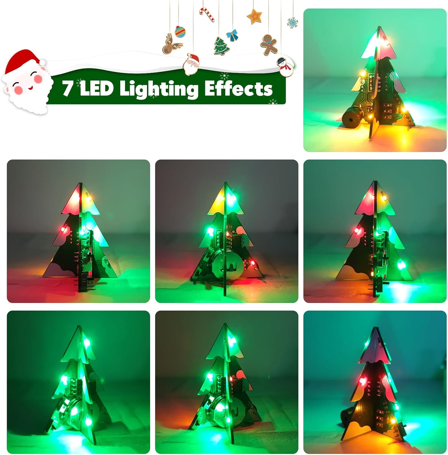 MiOYOOW SMDSMT – Kit de soldadura para árbol de Navidad, colorido LED intermitente, kit de electrónica para bricolaje, kit de práctica de soldadura