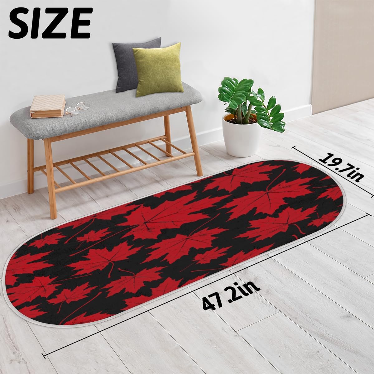 Fall Red Maple Memory Foam Bathroom Rug Runner Soft Cozy Bath Rug Water Absorbent Non-Slip Bathroom Mat Thick Velvet Shower Mat Bath Mat for