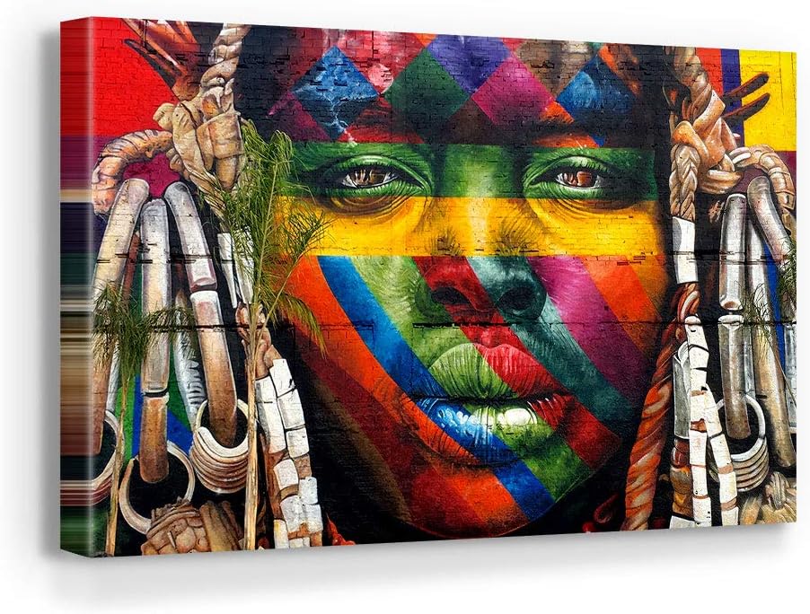 Blaze Canvas Eduardo Kobra – Lienzo decorativo para pared con graffiti africano, decoración del hogar (36 x 24 pulgadas envuelto en galería)