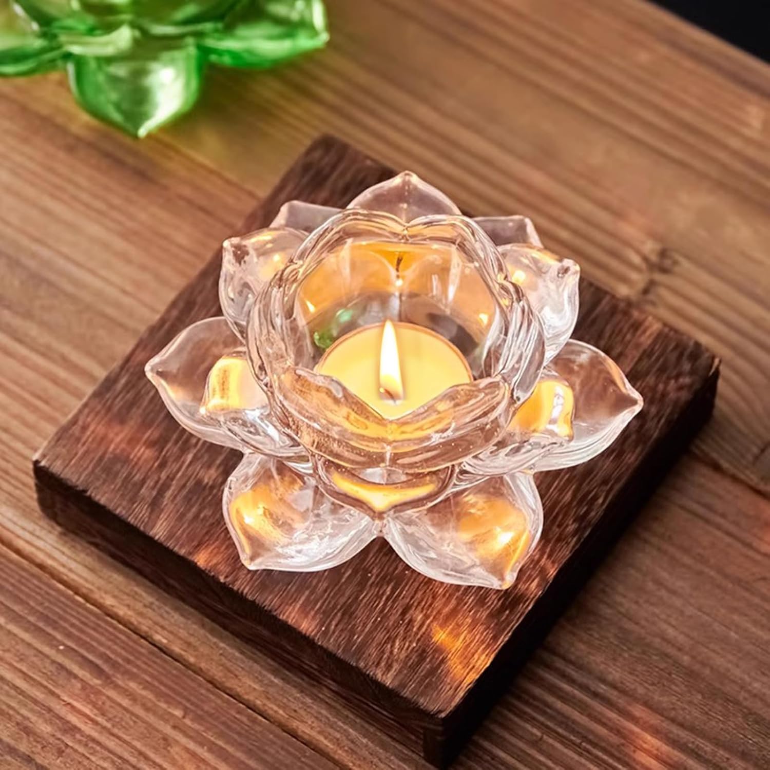 MerryNine 10 portavelas votivas, diseño de flor de loto, candelabros transparentes para decoración de bodas, candelabros de vidrio a granel para