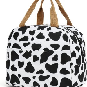 Bolsa de almuerzo con estampado de vaca para mujeres y niñas, bolsas de picnic reutilizables con aislamiento para adultos y niños, trabajo, escuela, Bolsa de almuerzo con estampado de vaca para mujeres y niñas, bolsas de picnic reutilizables con aislamiento para adultos y niños, trabajo, escuela,