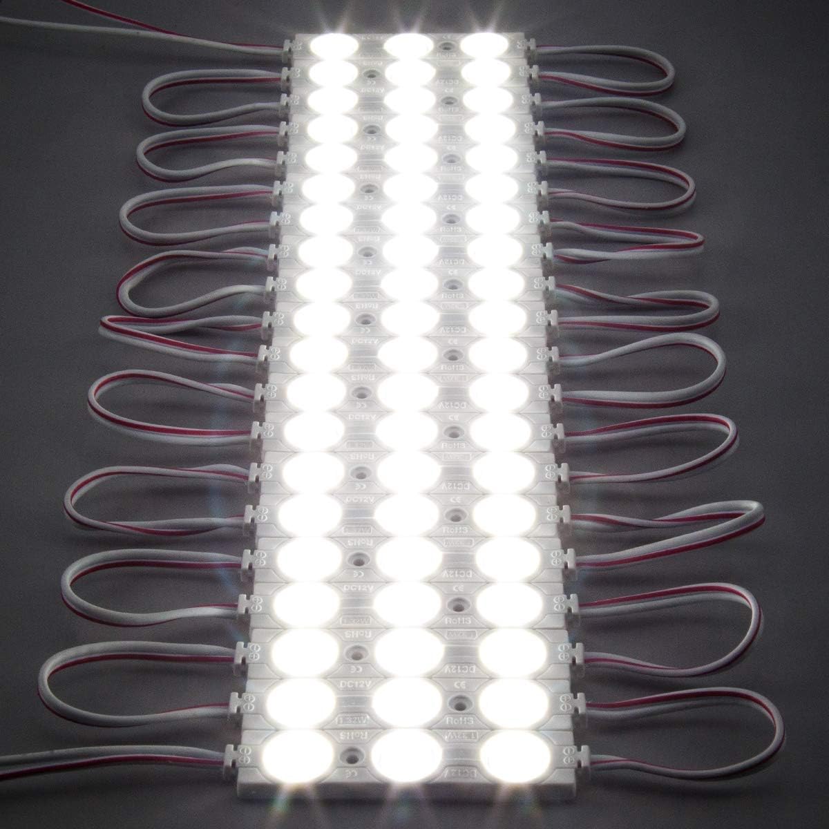 Módulo LED DC12V blanco día 6000K 6500K 1.32W módulo de luz para letreros de publicidad de letras con cinta adhesiva en la parte trasera (paquete de