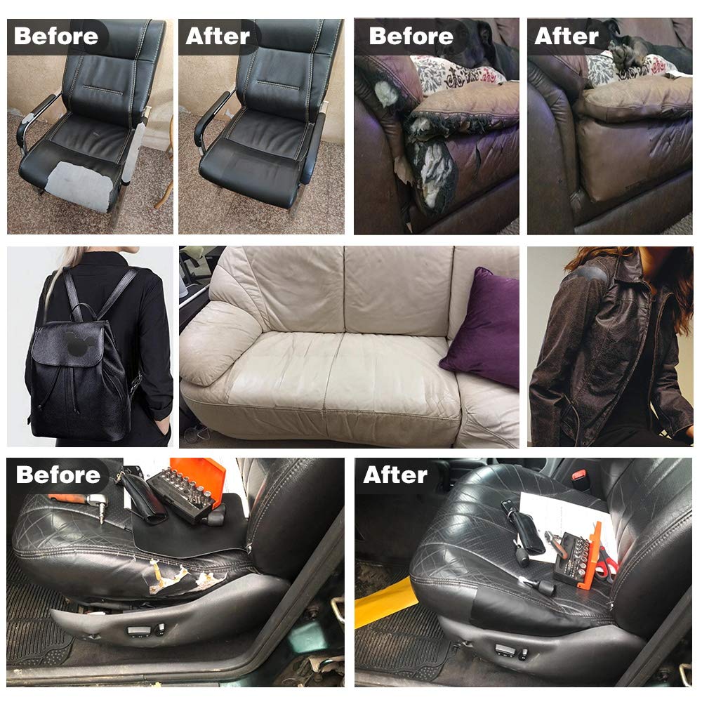 Kits de parches de reparación de cuero para asientos de automóvil, sofás y codos, 2 piezas, parche autoadhesivo para cuero, kits de reparación de