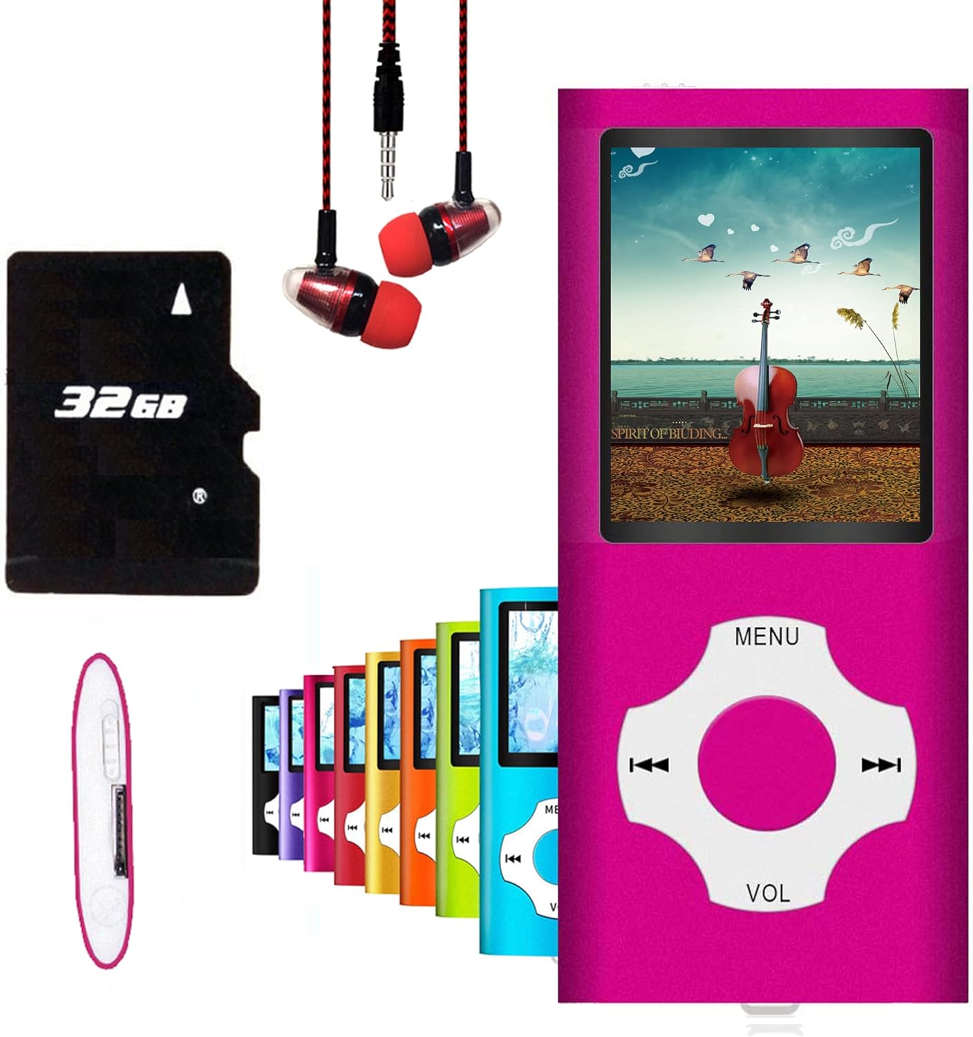 Hotechs – Reproductor de MP3  MP4, reproductor de música MP3 con tarjeta SD de 32 GB Slim Classic Digital LCD pantalla de 1.82 pulgadas, mini puerto