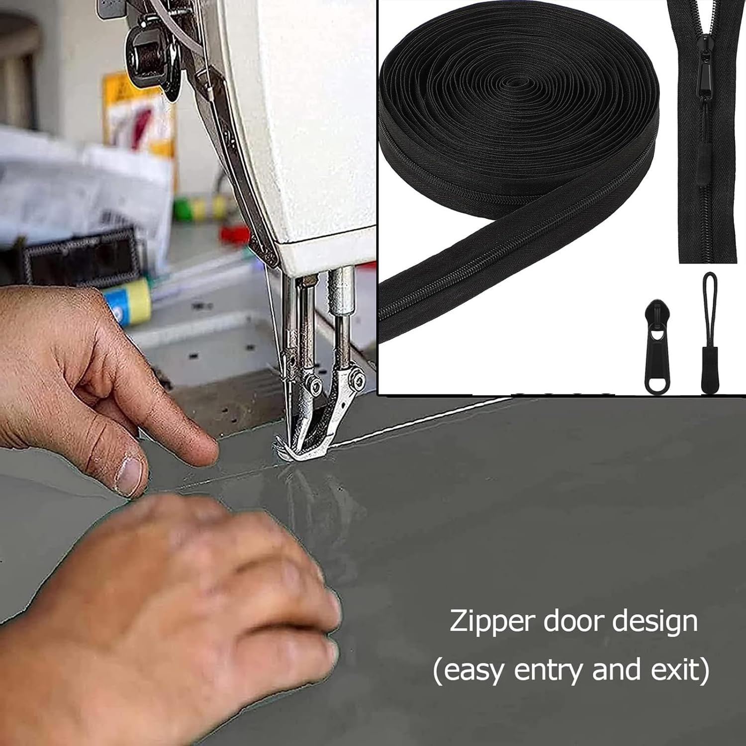 Lona de PVC con cremallera, ojales de lonas, resistente, impermeable de PVC transparente, cubierta de lona de polietileno de vinilo transparente,