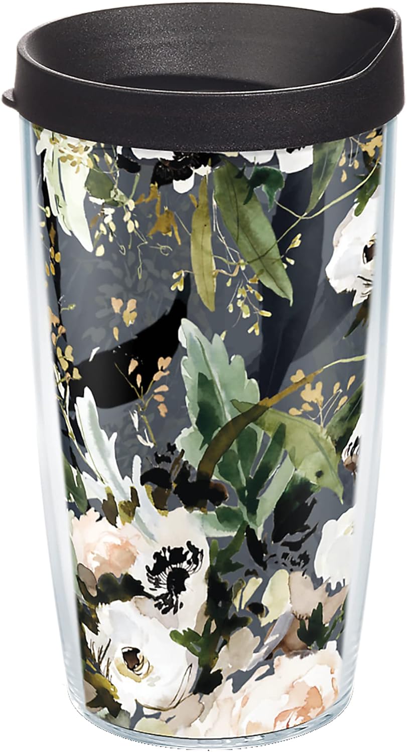 Tervis Kelly Ventura – Vaso aislado de doble pared con aislamiento de flores de anémona hecho en Estados Unidos mantiene las bebidas frías y