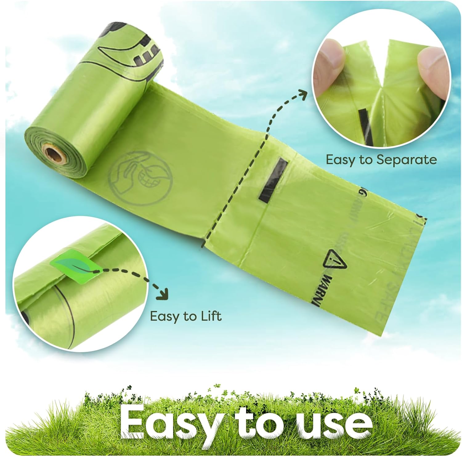 Bolsas para excrementos de perro con 16 rollos, bolsa de basura a prueba de fugas para perro, bolsas extra gruesas para cachorros, bolsas de