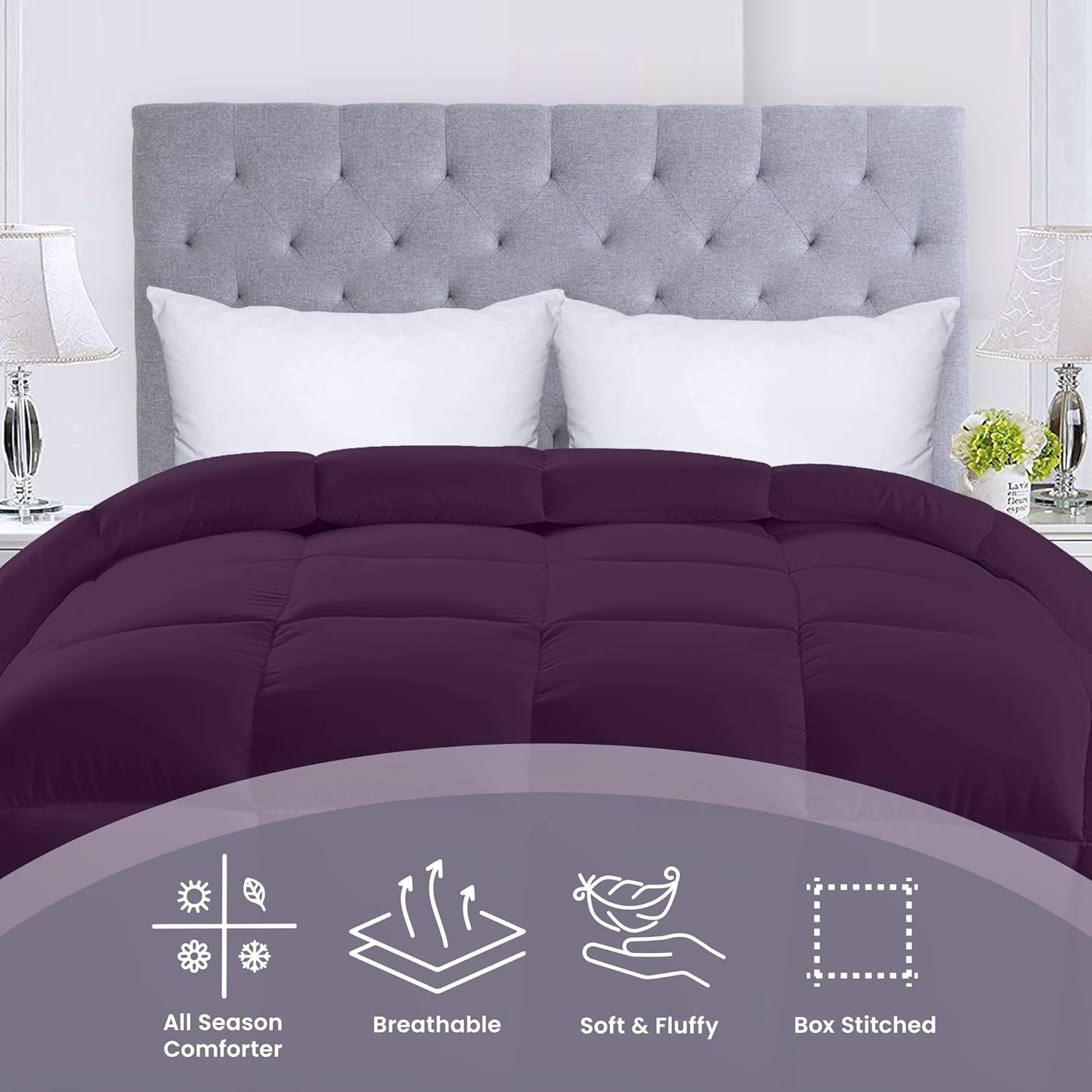 Utopia Bedding Edredón para todas las estaciones, 250 GSM, edredón de relleno de fibra siliconada de felpa, tamaño individual, con costuras en caja