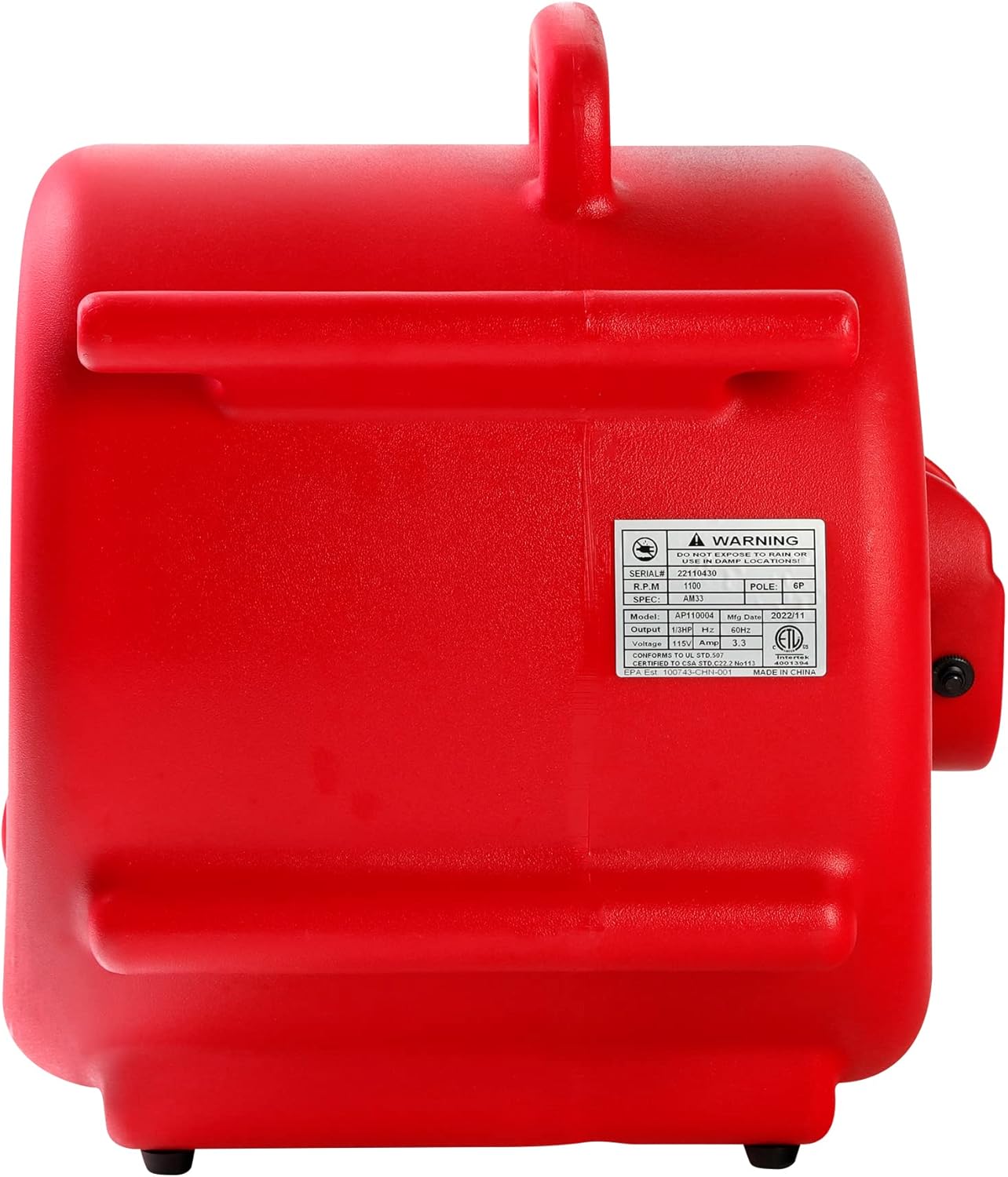 Mounto Ventilador de secado de suelo Air Mover de 13hp de 2000 cfm, ventilador de secado de piso, motor de aire de 3 velocidades con salida GFCI