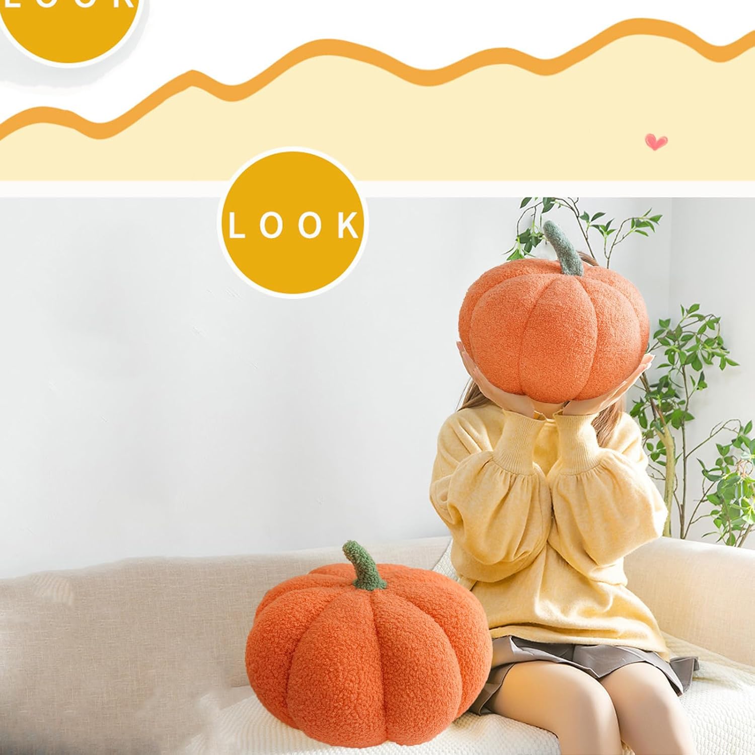 Juguete de peluche esponjoso de calabaza de Halloween, almohada de calabaza, almohada decorativa en forma 3D de Acción de Gracias, suave y linda,