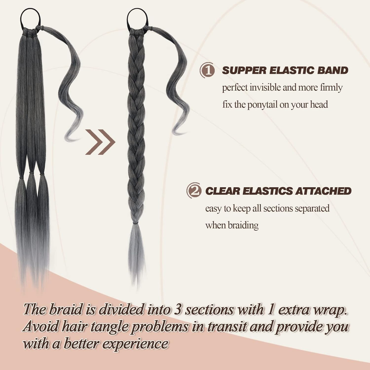 BARSDAR Extensión de cola de caballo trenzada de 30 pulgadas de largo con banda para el cabello, extensiones de cabello lacio envolvente, cola de