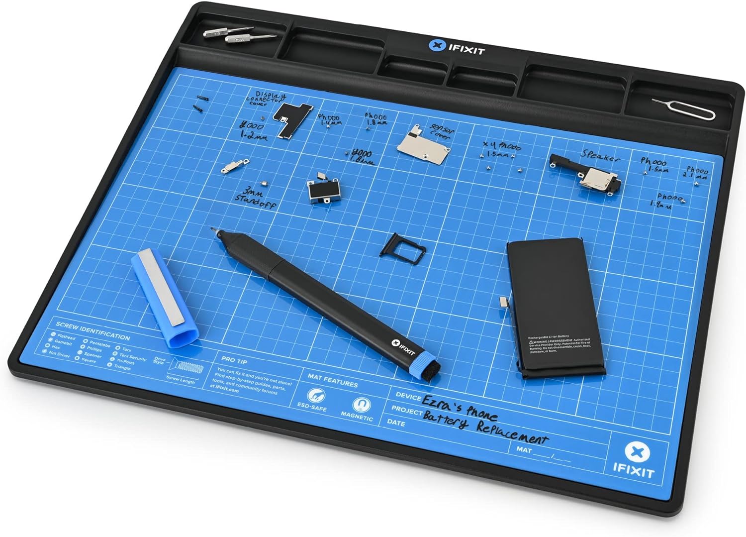 iFixit FixMat – Tornillos magnéticos de reparación electrónica y organizador de piezas