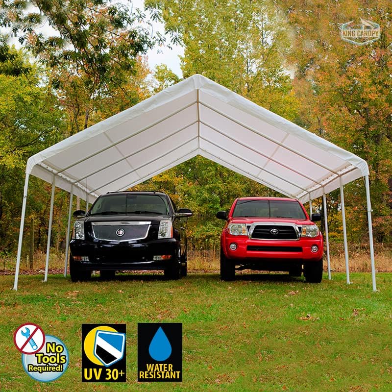 King Canopy Hercules Toldo con cubierta blanca18 x 27 pies