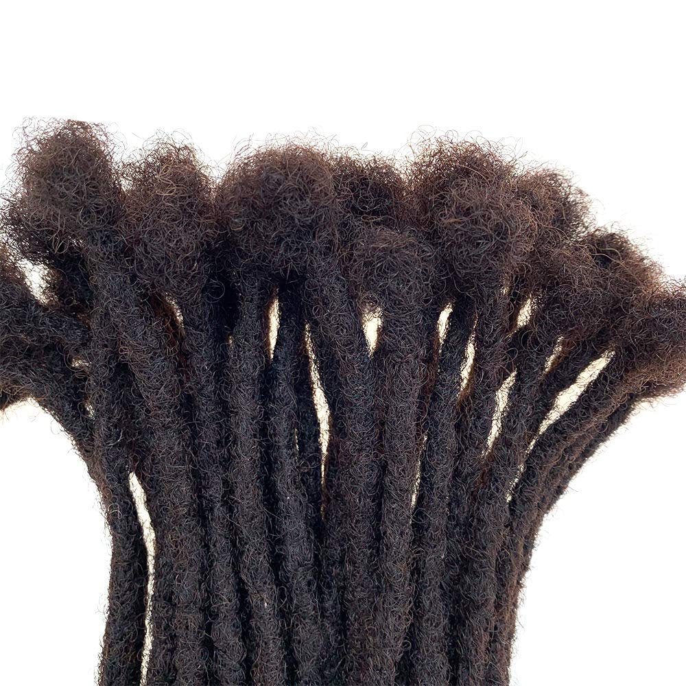 YONNA Extensiones de rastas de cabello humano, 60 rastas hechas a mano (0.2in) de ancho, color marrón oscuro #2