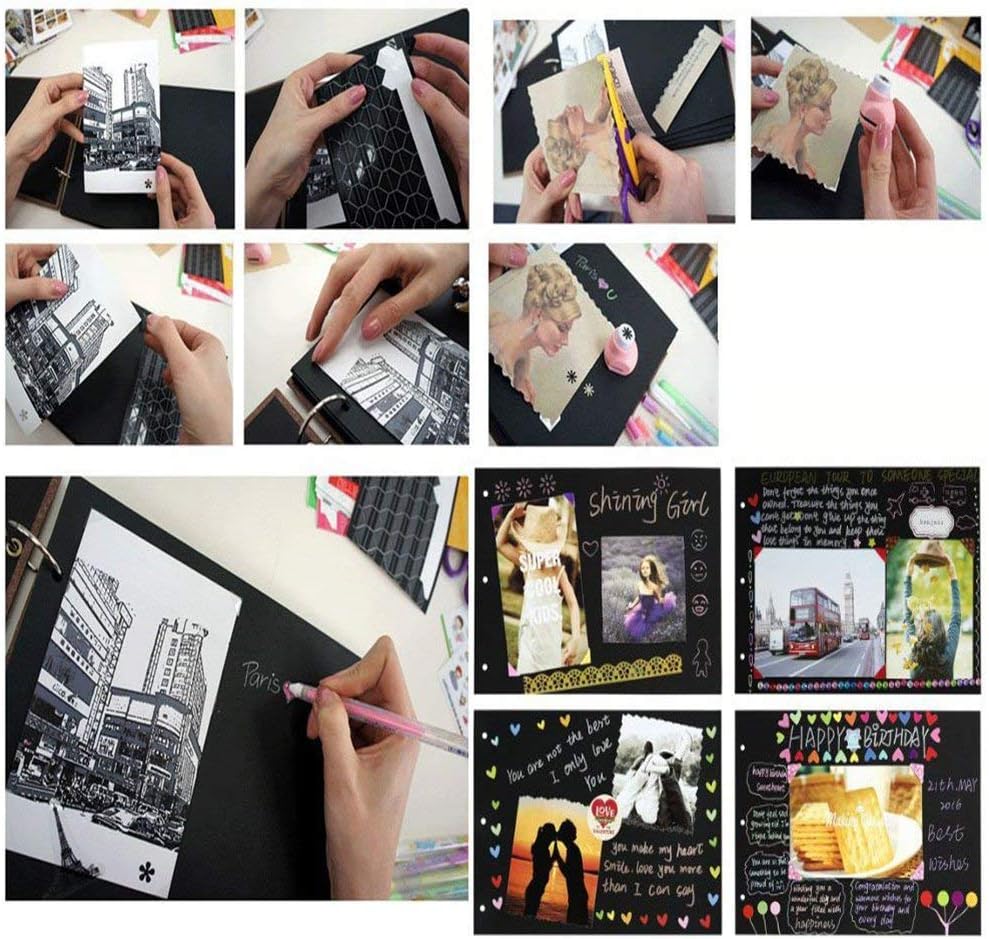 ThxMadam Álbum de fotos de 3 anillos, carpeta vintage de invitados de boda, libro de recuerdos recargable con 60 páginas para Navidad, San Valentín,