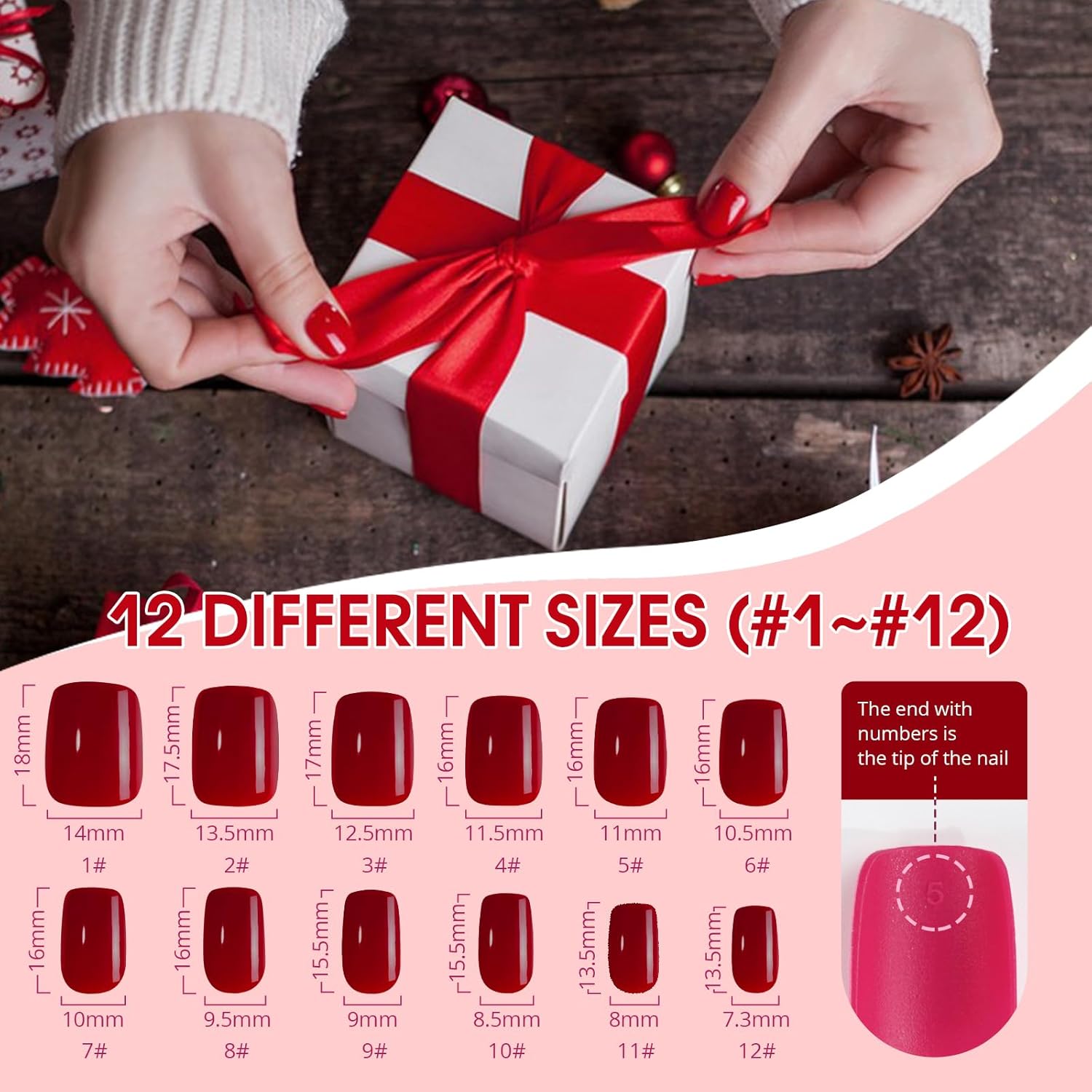 Jofay Fashion – Juego de 10 puntas de uñas (240 piezas) de uñas acrílicas de gel suave, color nude, rosa, flor francesa, uñas postizas cuadradas