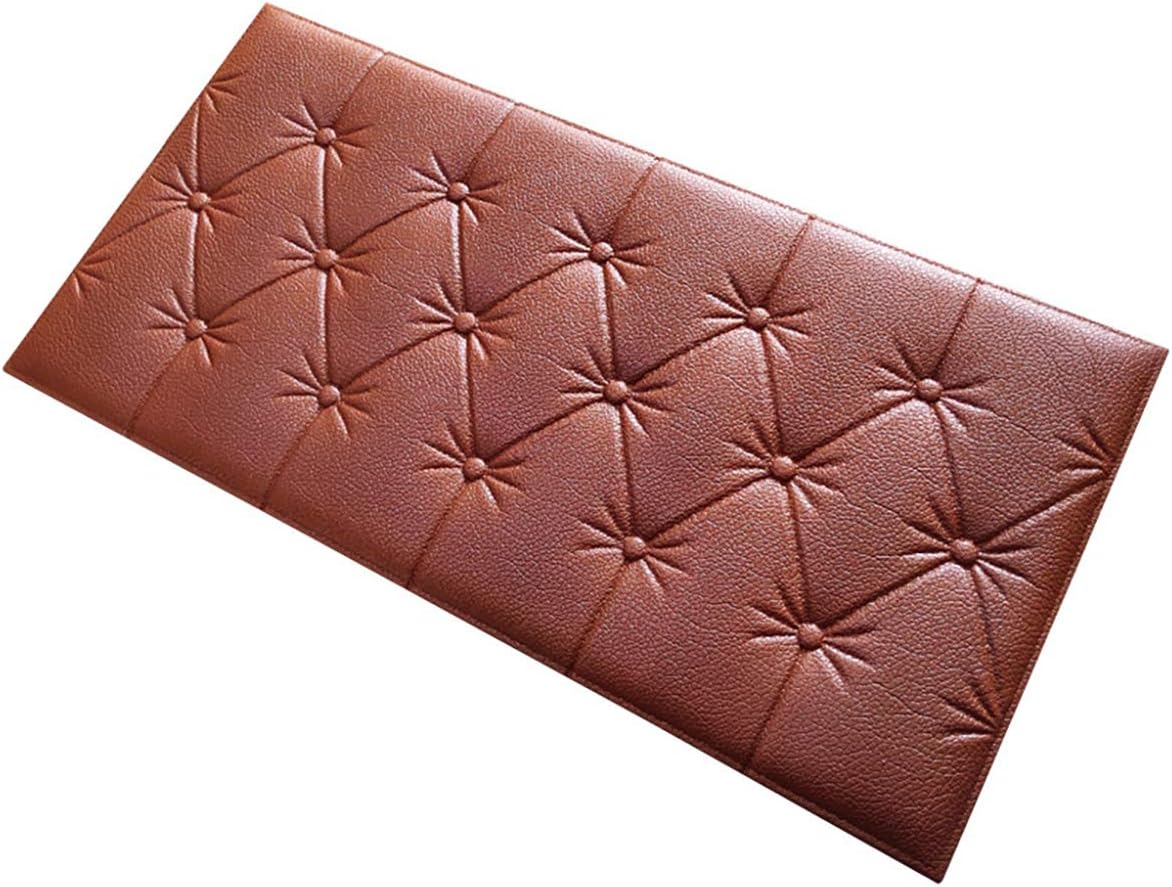 Panel de pared decorativo con revestimiento de cuero 3D de 23.6 x 11.8 pulgadas, a prueba de golpes, para despegar y pegar, cojín suave para paredes