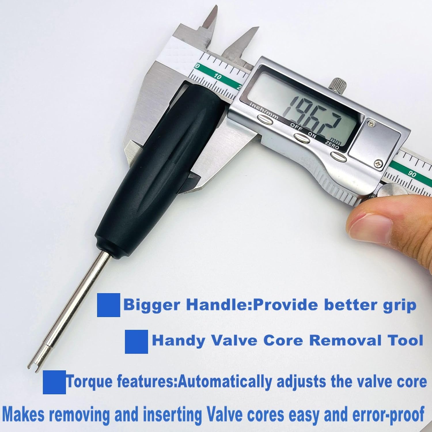 Herramienta de par de 2 piezas de núcleo de válvula, evita daños TPMS, herramienta de extracción e instalación del núcleo de válvula, negro,