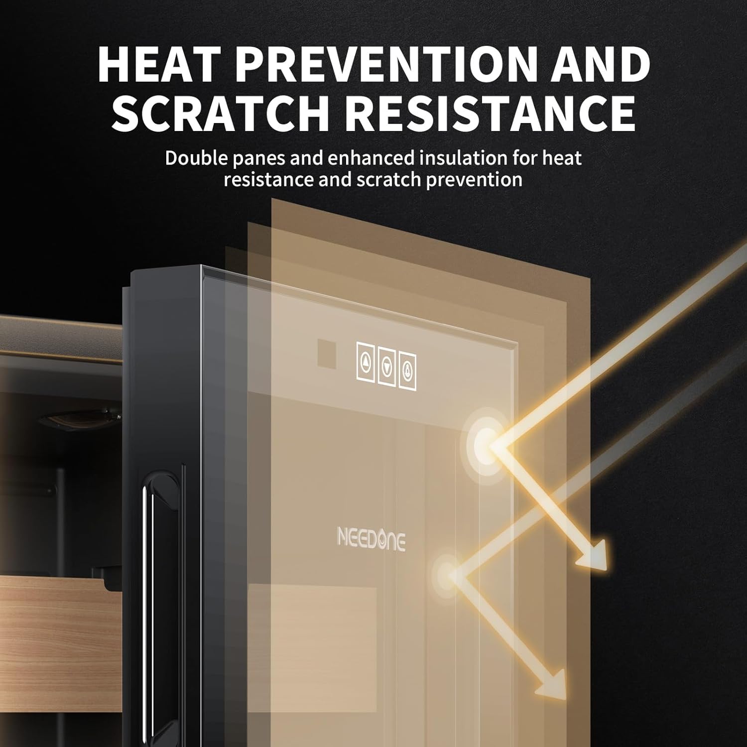 NEEDONE Humidor eléctrico de 48 L, armario grande para 300 unidades con estantes de madera de cedro español y cajón con higrómetro, funcionamiento