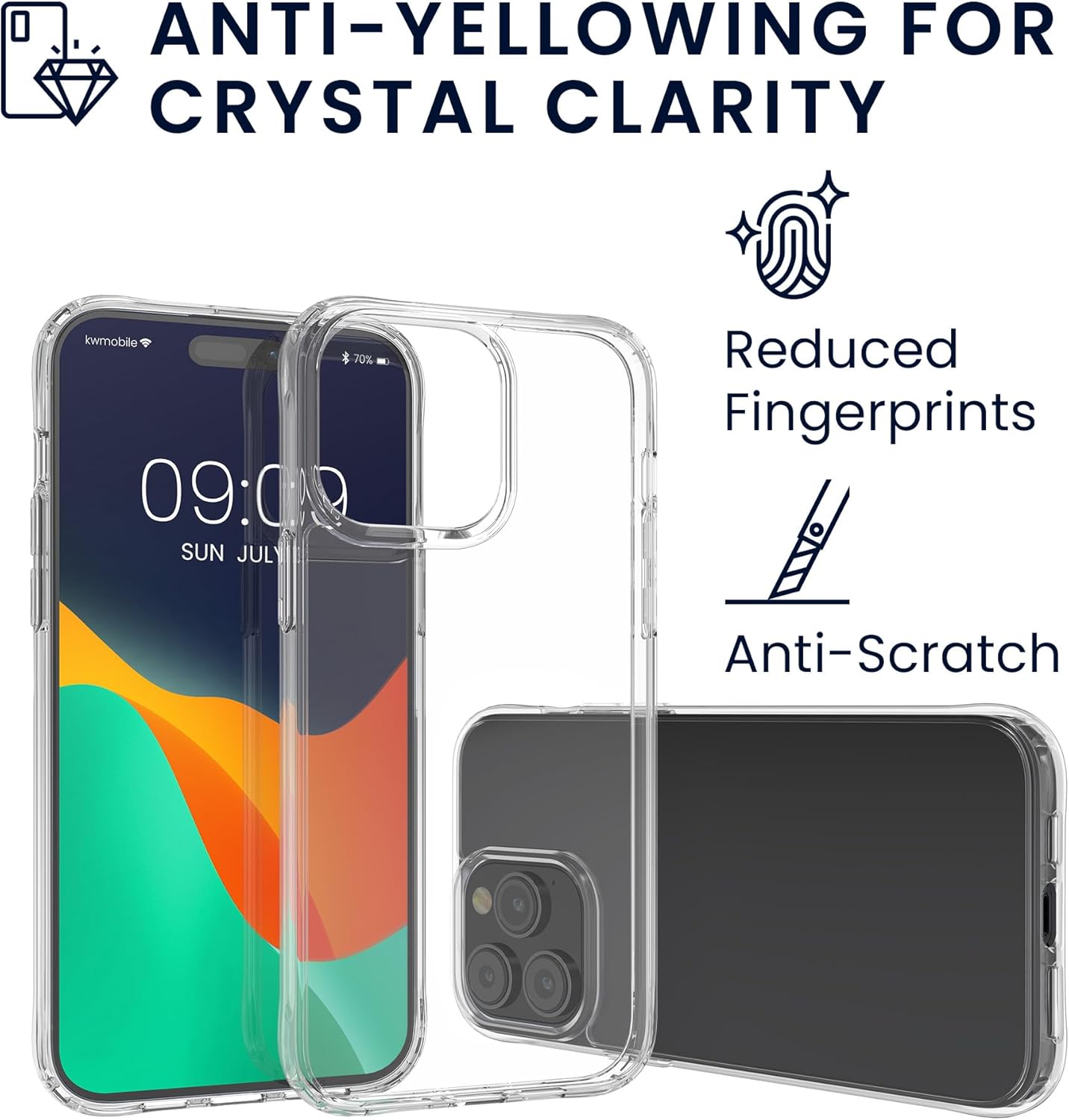 kwmobile Juego de fundas transparentes 5 en 1 compatibles con iPhone 15, incluye protectores de pantalla y cámara, transparente