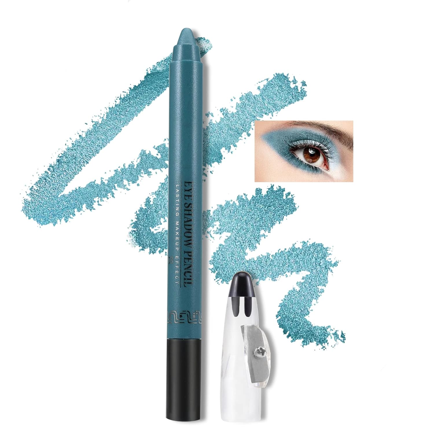 Boobeen Sombra de ojos en barra con purpurina, lápiz de sombra de ojos crema con sacapuntas, lápiz de sombra de ojos metálico para maquillaje de ojos