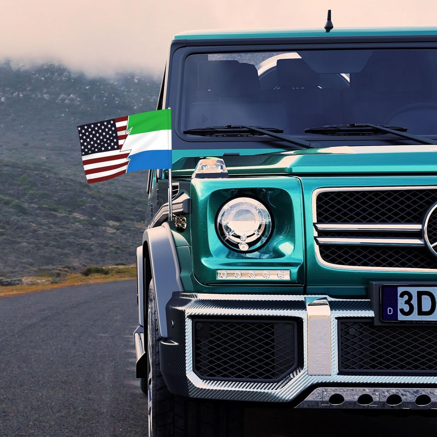 Double Sided Printing Torn Style American And Sierra Leone Flags Car Flag 12×18 Inches Car Window Clip Flags Car Decoration Banner
