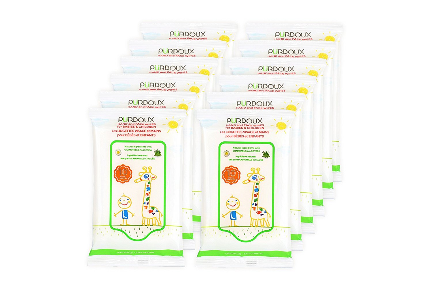 TM – Toallitas de manos y cara para bebés y niños, 120 toallitas (12 paquetes de 10)