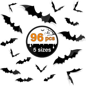 96 piezas de murciélagos 3D de Halloween 2023 actualizados, 5 tamaños diferentes para decoración de Halloween, suministros de fiesta de bricolaje, 96 piezas de murciélagos 3D de Halloween 2023 actualizados, 5 tamaños diferentes para decoración de Halloween, suministros de fiesta de bricolaje,