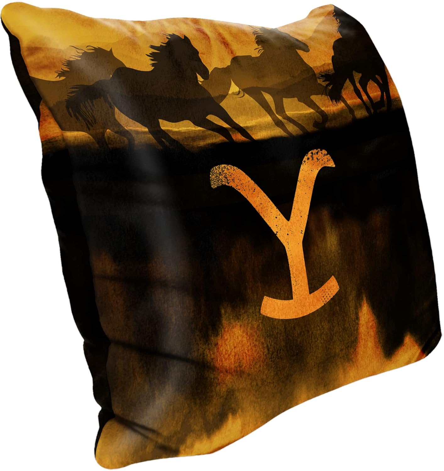 Northwest Yellowstone – Almohada de terciopelo, 16 x 16 pulgadas, caballos salvajes
