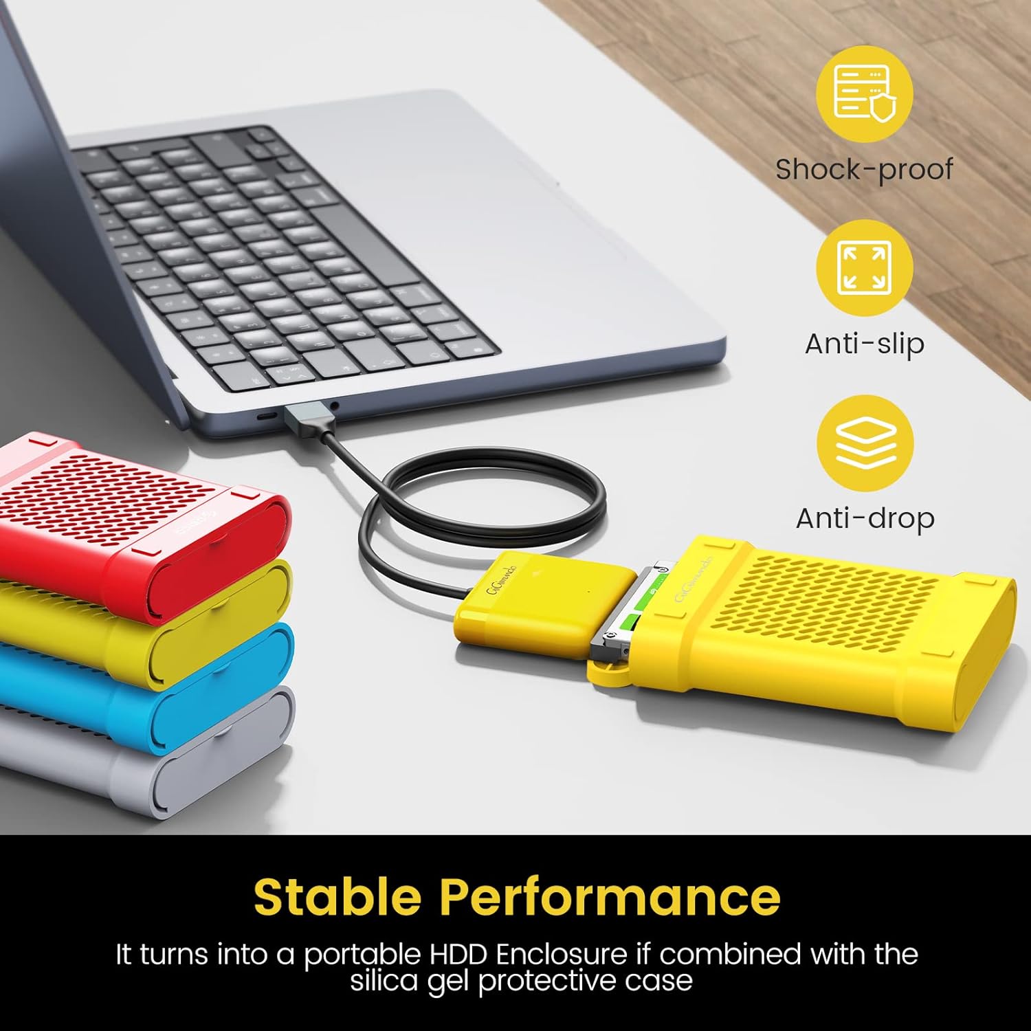 Adaptador SATA a USB 2.0, cable SATA a USB de 1 pie para SSD y HDD de 2.5 pulgadas compatible con UASP, convertidor externo para transferencia de