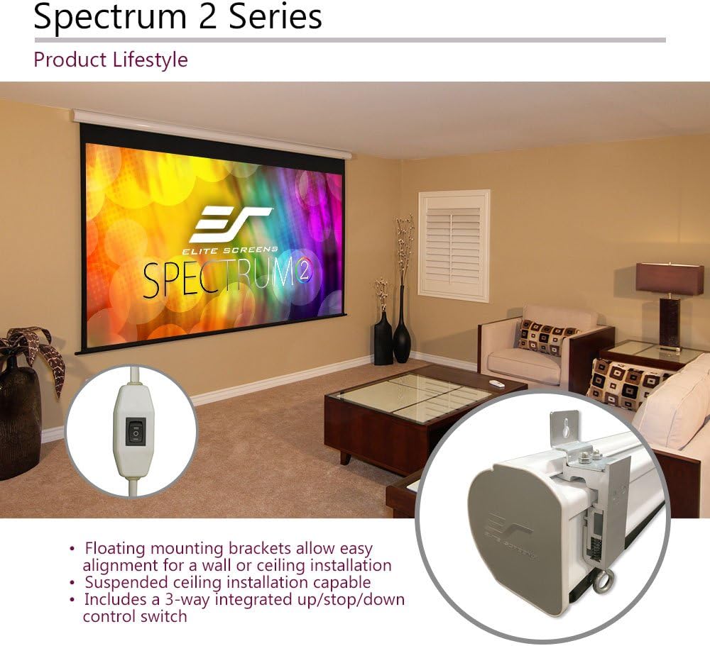 Elite Screens Spectrum- Pantalla Spectrum 2 MaxWhite FG  Carcasa blanca