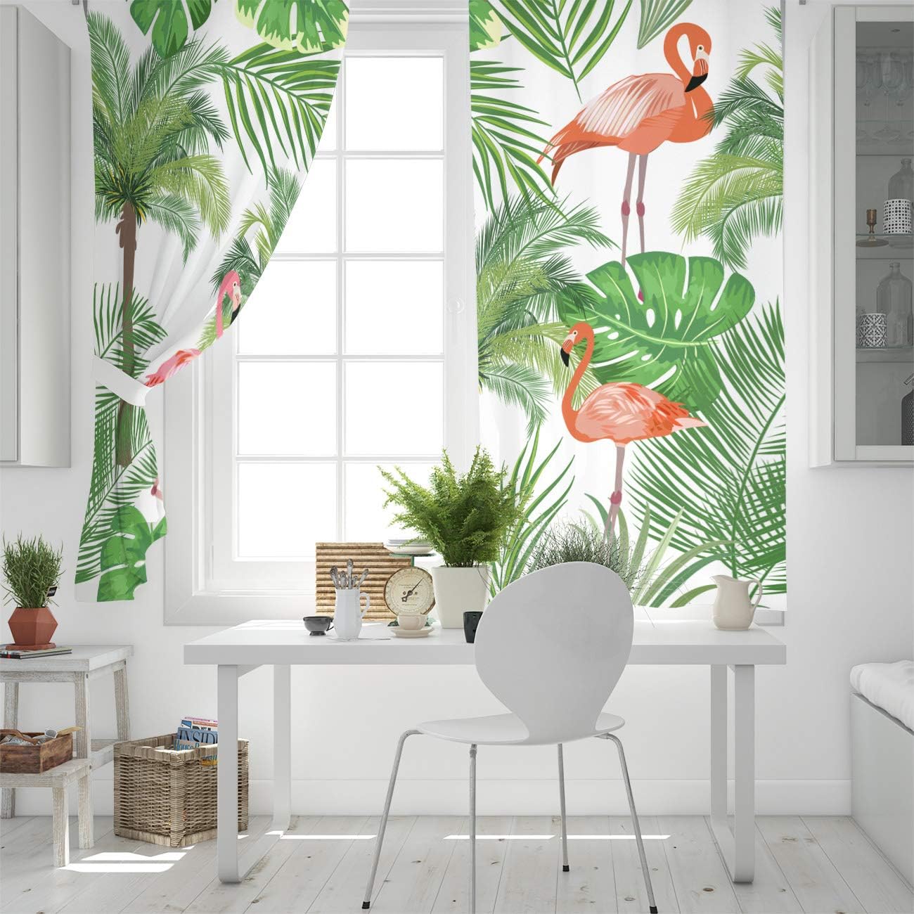 Blackout Curtains Thermal Insulated Flamingo Solid Pattern Metal Grommet Elegant Room Drapes Window Curtain for Bedroom Living Room 40×84 Inch x2