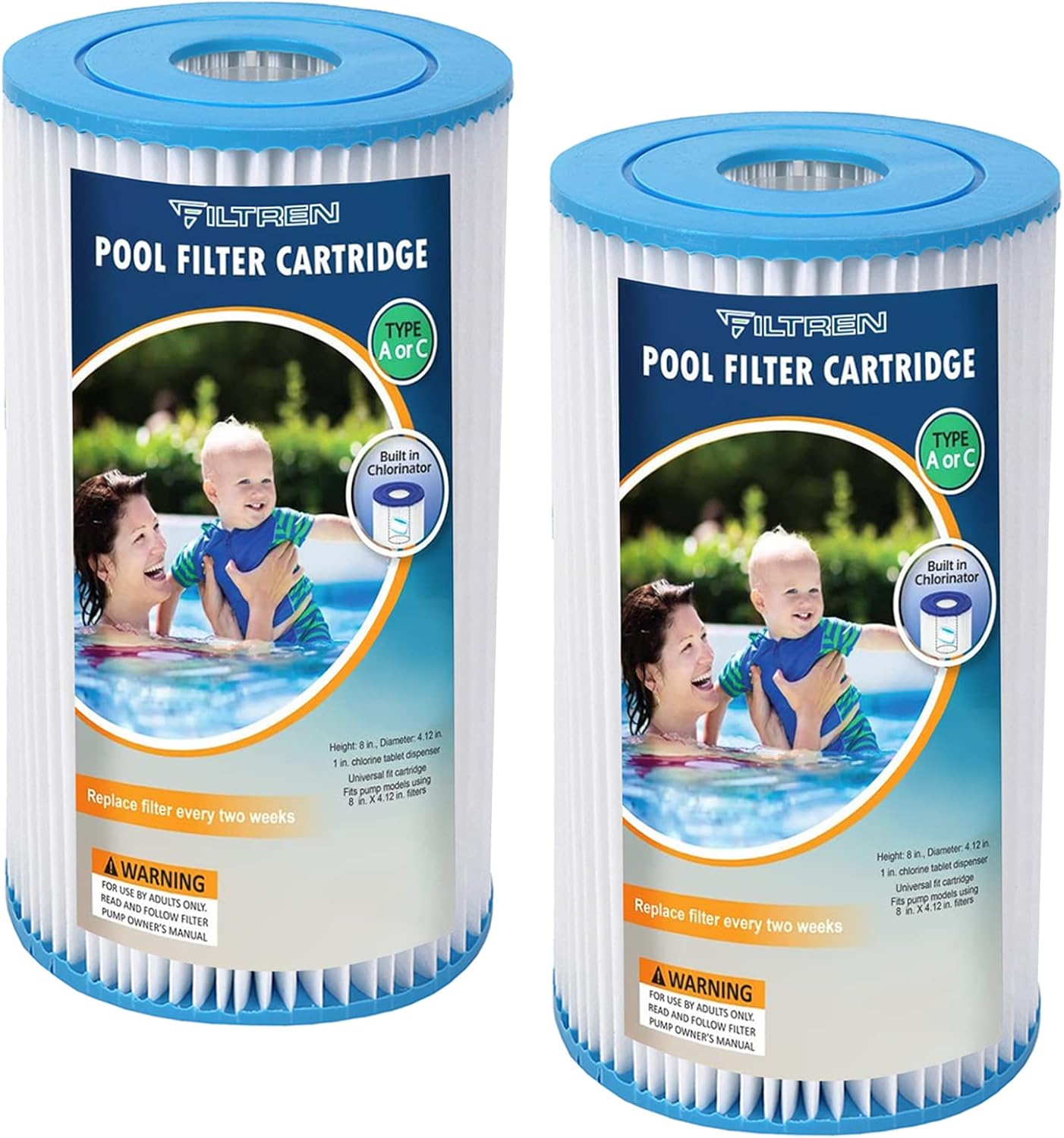 Filtro de piscina tipo AC Cartrige de repuesto tipo A filtro de piscina tipo C cartucho filtro de piscina (paquete de 2)