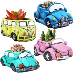 Paquete de 4 macetas para suculentas, macetas pequeñas de interior con orificio de drenaje, maceta de jardín decorativa para suculentas, maceta de Paquete de 4 macetas para suculentas, macetas pequeñas de interior con orificio de drenaje, maceta de jardín decorativa para suculentas, maceta de