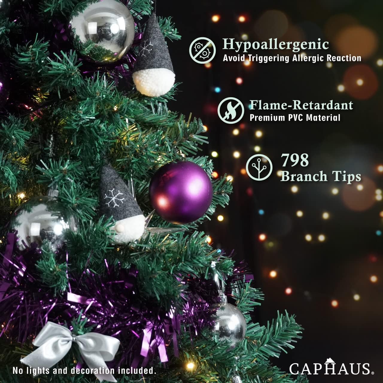 CAPHAUS Árbol de Navidad verde artificial de abeto de North Valley de alta calidad de 6 pies, con 798 puntas de rama y soporte de metal, árbol de