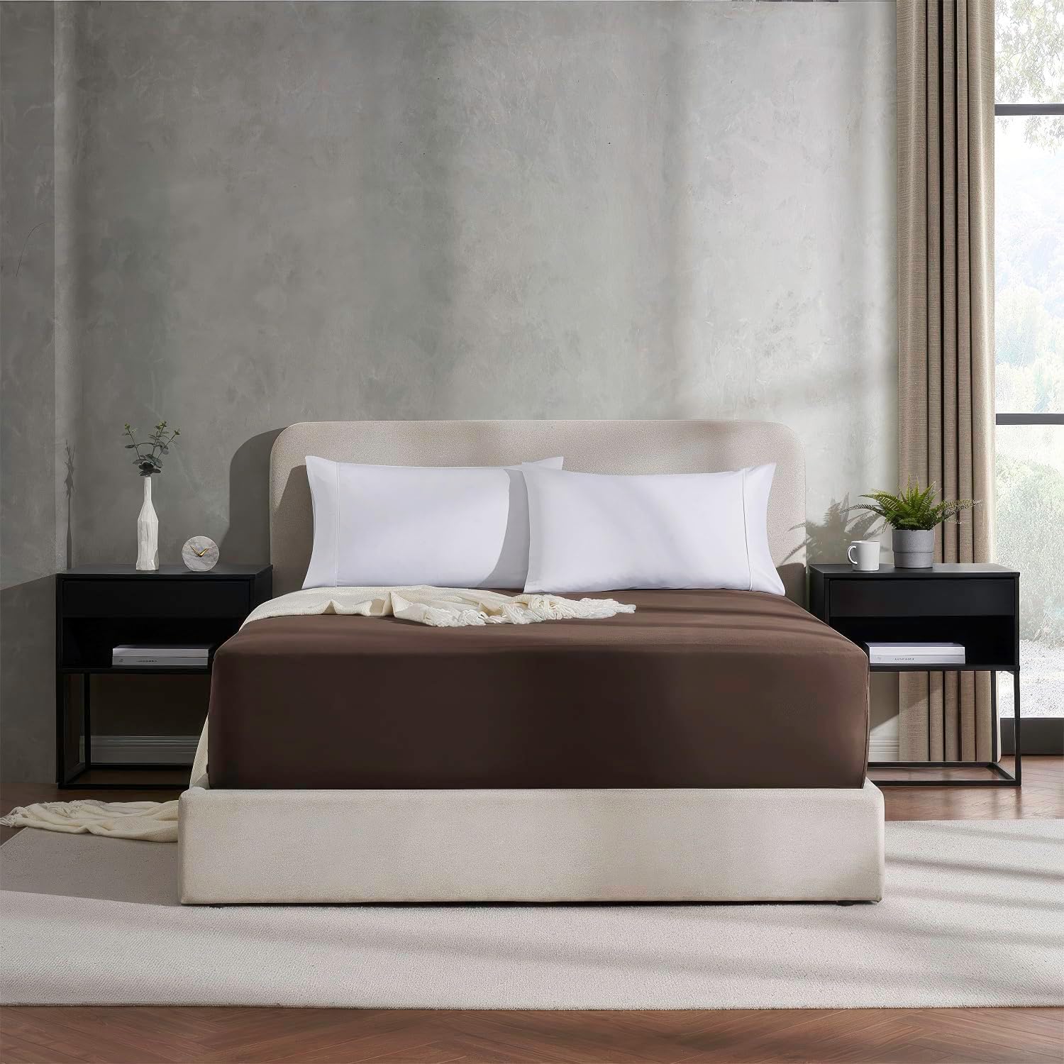 Nestl Bedding – Sábanas bajeras con bolsillo profundo de 53 cm, Microfibra, Marrón Chocolate, King