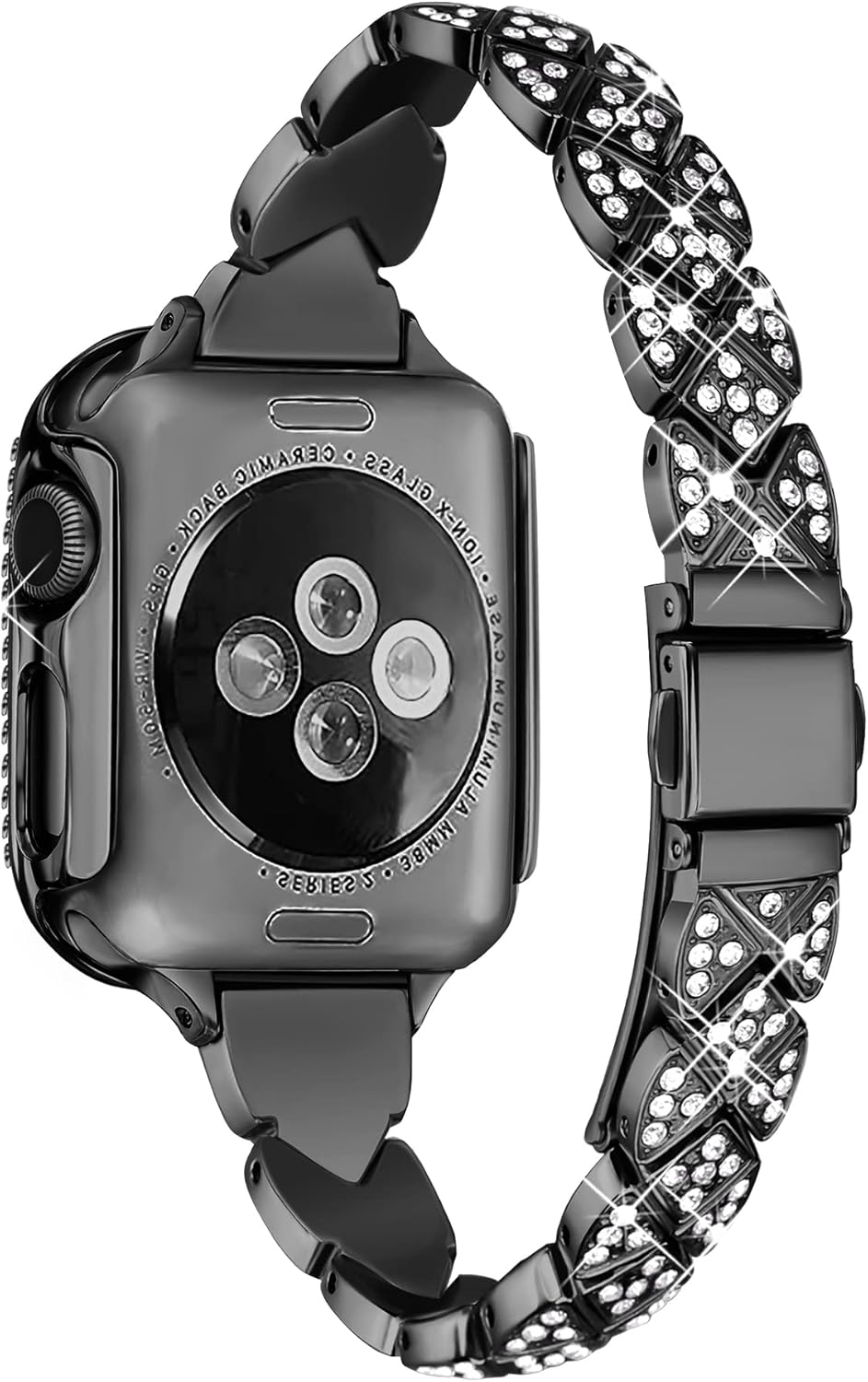 Secbolt Correa delgada compatible con Apple Watch Band de 1.49, 1.57, 1.61, 1.65, 1.73 y 1.77 pulgadas, para mujer, pulsera de metal elegante con