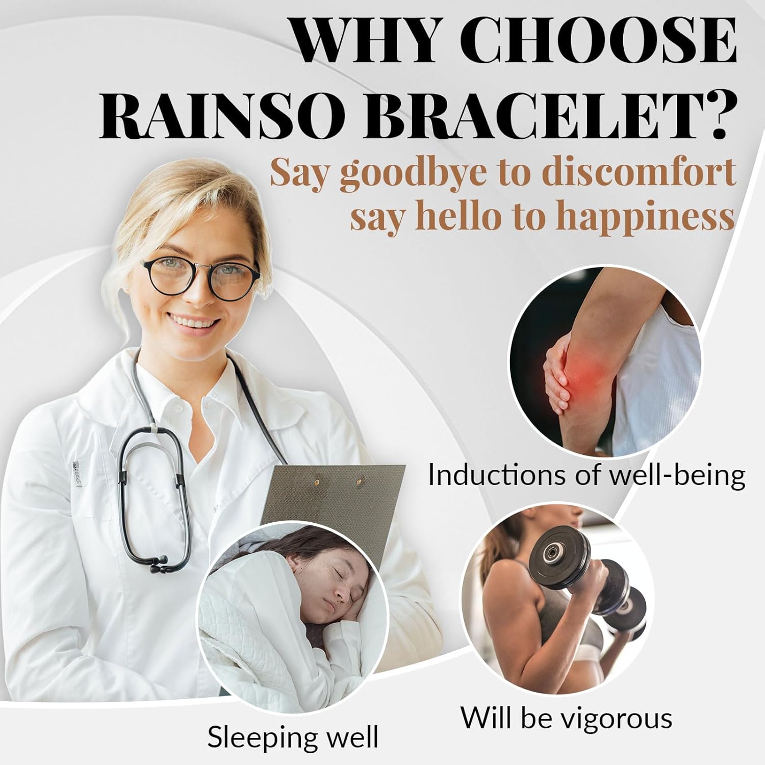 RainSo Pulsera de cobre puro 99.99% para hombres con imanes fuertes de doble fila, 3800 Gauss, joyería ajustable con herramienta de tamaño con caja