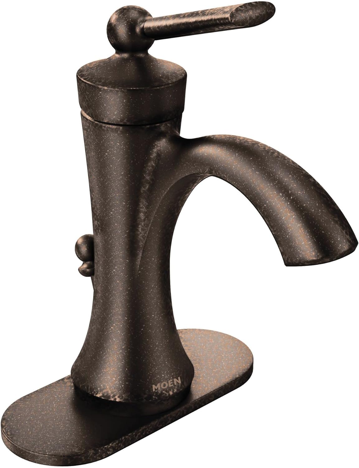 Moen 4500ORB Wynford – Grifo de baño de arco alto de una manija con conjunto de drenaje, bronce aceitado, bronce aceitado