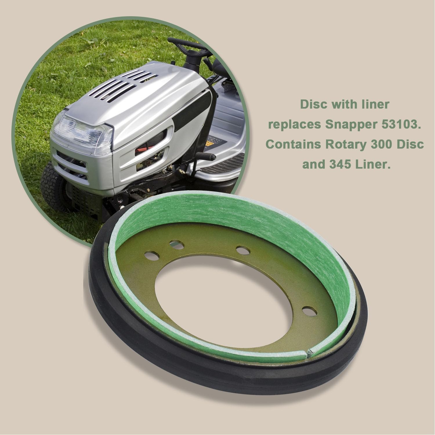 EZYPAK 5-3103 Drive Disc with Liner Compatible with Snapper 7600135YP 5-7337 5-7423 7053103 76-014 7600135 Lawn Mowers
