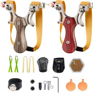 SEYUTMRO Juego de 2 tirachinas profesionales, tirachinas para adultos con bandas de goma planas, bolsa de bolas de munición, tirachinas portátil con SEYUTMRO Juego de 2 tirachinas profesionales, tirachinas para adultos con bandas de goma planas, bolsa de bolas de munición, tirachinas portátil con