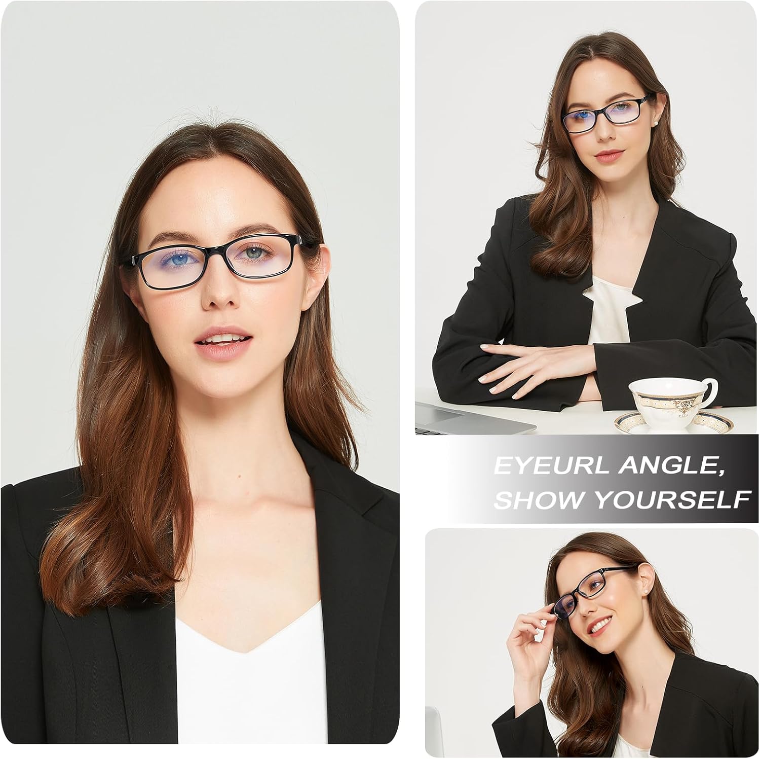EYEURL Gafas de lectura para hombres y mujeres, lentes de bloqueo de luz azul que reducen la fatiga ocular, paquete de 2 unidades, marco TR90 ligero