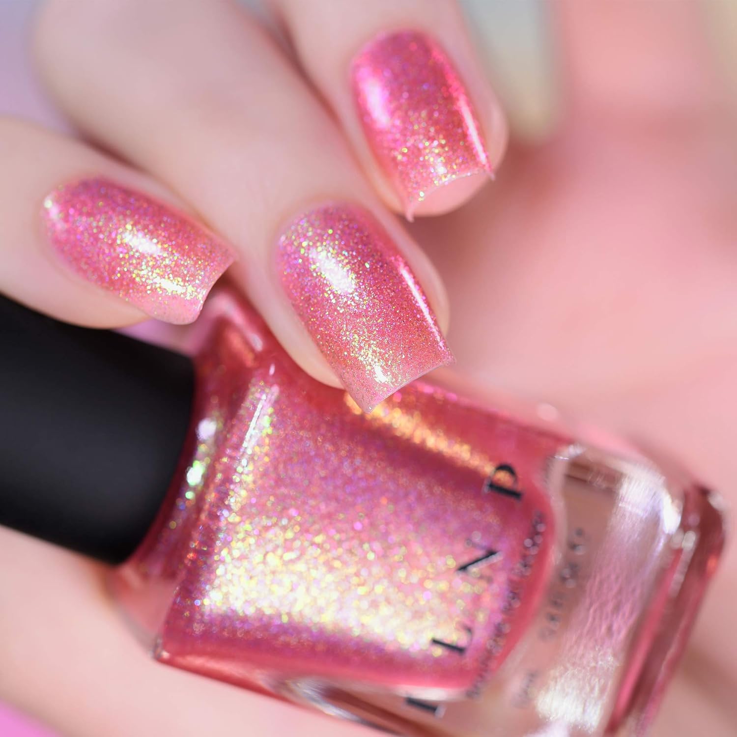 ILNP – Esmalte de uñas holográfico rosado intenso iridiscente, color Pink Flamingo