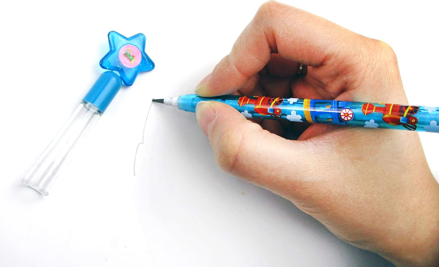 TINYMILLS Juego de 24 lápices apilables de tren multipunto con borrador para tren, fiesta de cumpleaños, premio, carnaval, bolsas de regalo,