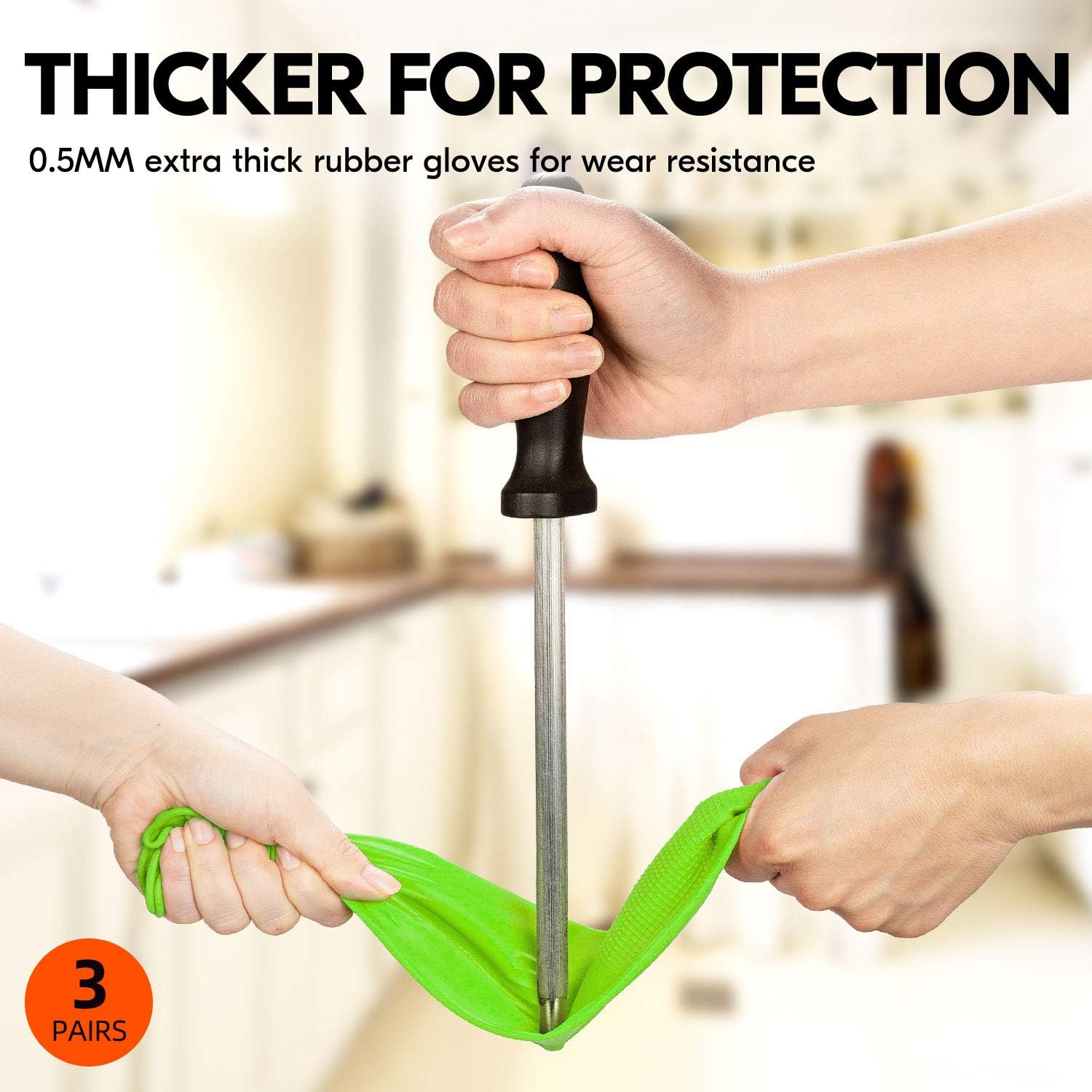 Vgo… Dishwashing Gloves, Reusable Household Gloves, Kitchen Gloves, Long Sleeve(Green)