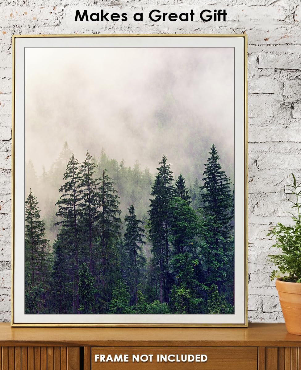 Foggy Forest Abstract Wall Art Minimalist, Aesthetic & Boho Wall Art for Home, Office, Bedroom & Living Room Decor  Unframed Posters 11×14″
