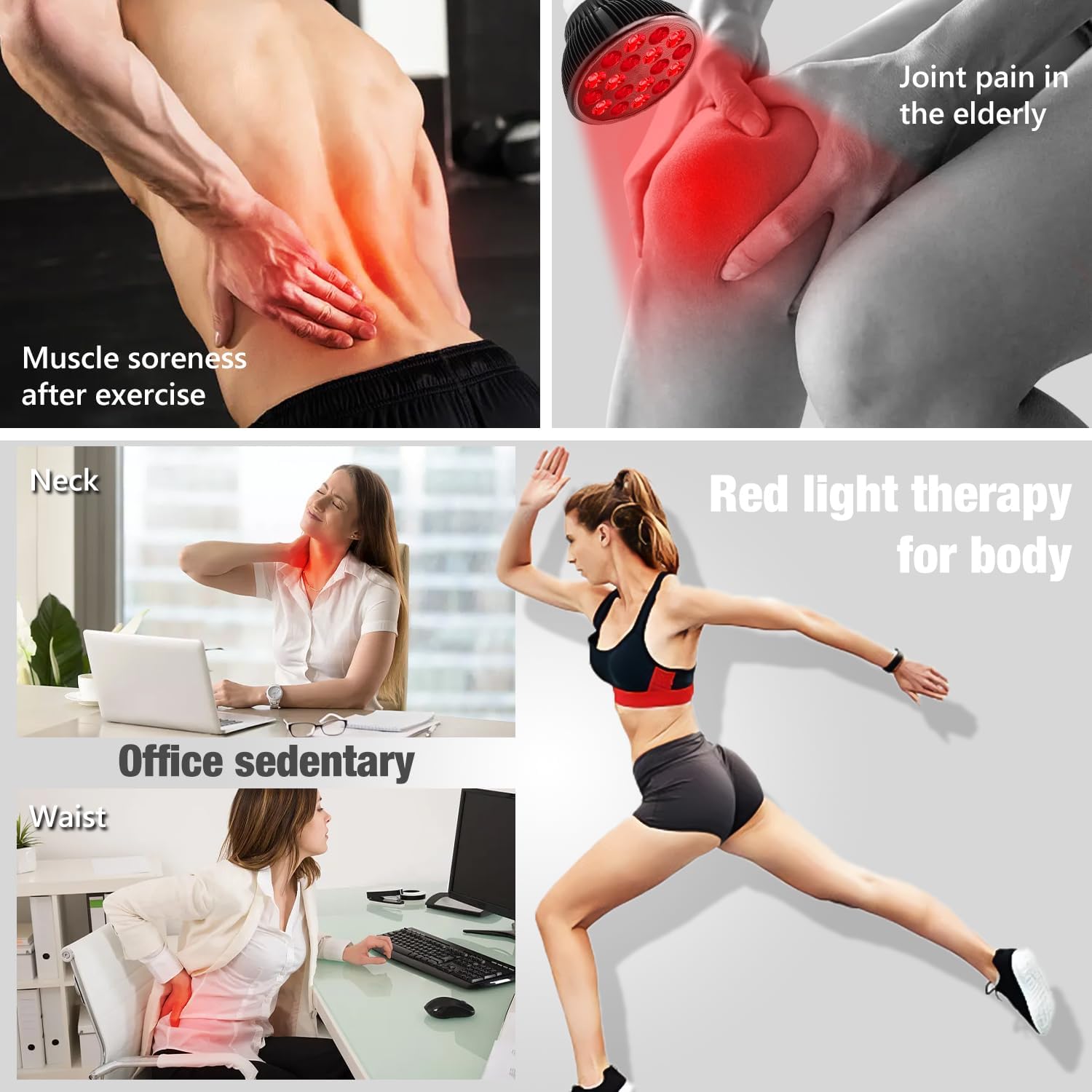 Lámpara de terapia de luz roja para uso corporal y facial, luz roja de 660 nm y combinación de luz infrarroja cercana de 850 nm, dispositivo de