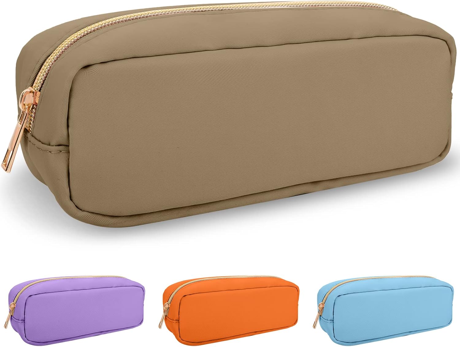 izuzta Bolsa de maquillaje de nylon organizador lindo viaje Preppy bolsa de monedas cosmética, Caqui